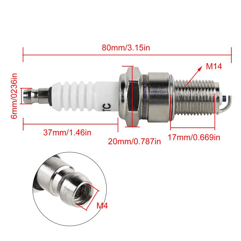 FLYPIG F7TC Spark Plug For GX120 GX160 GX200 GX240 GX270 GX340 GX390 Generator Lawnmower Tractor Rototiller Water Pump Go Kart Mini BikeTillage Polishing Machine 168F 168FA 168FB 2pcs - Image 2